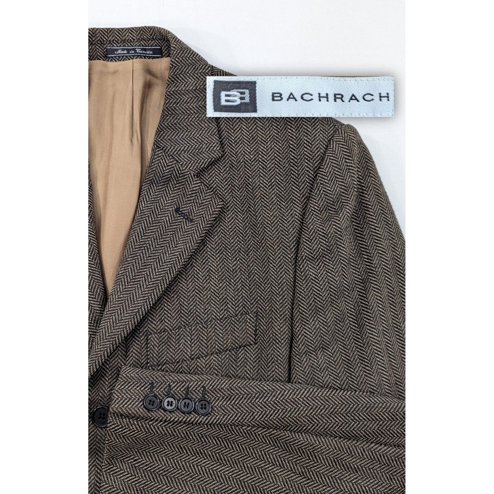 Bachrach Mens 38S Short Wool Herringbone 3 Button Blazer Sport Coat Suit Jacket